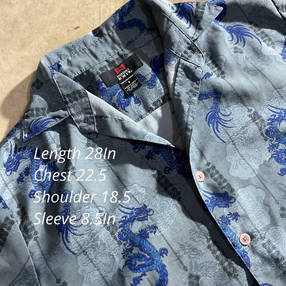 Vintage Blue Dragon Flames Men’s Hawaiian Shirt - Picture 2 of 12